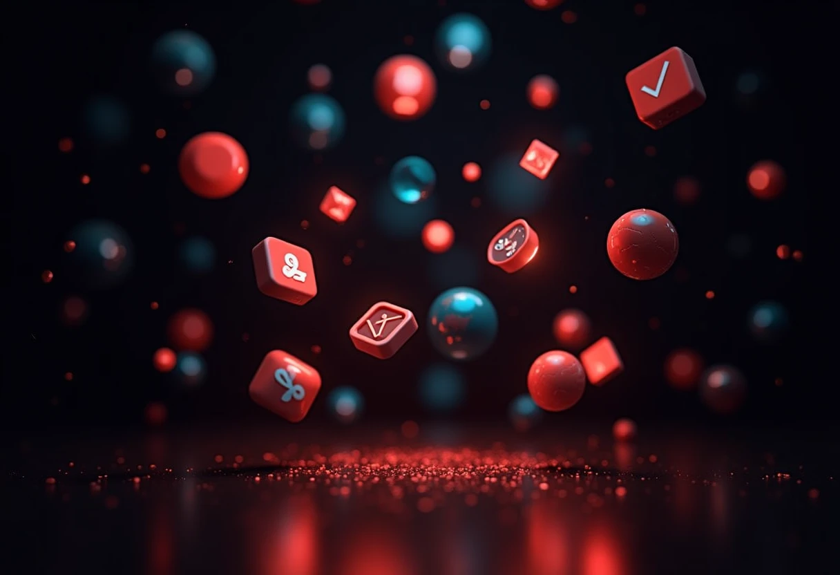 Fitness app icons floating in space