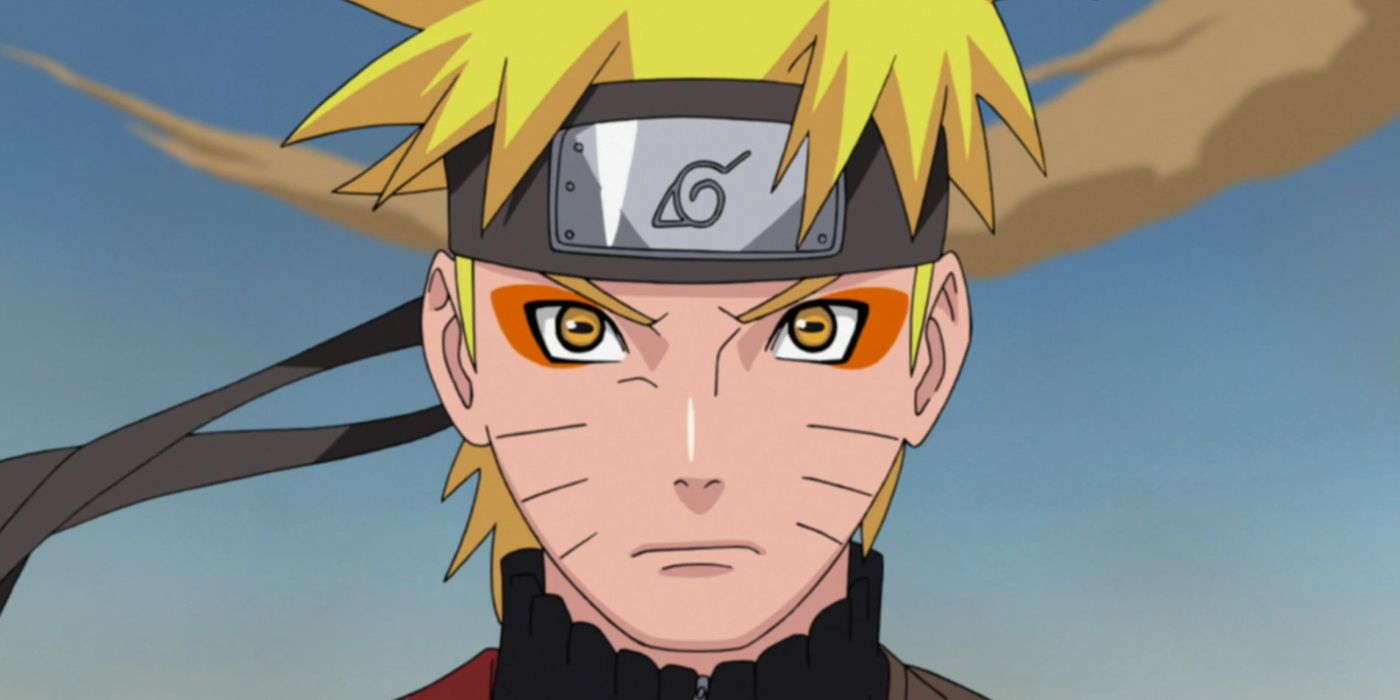 Naruto usando o Modo Sábio com uma expressão determinada