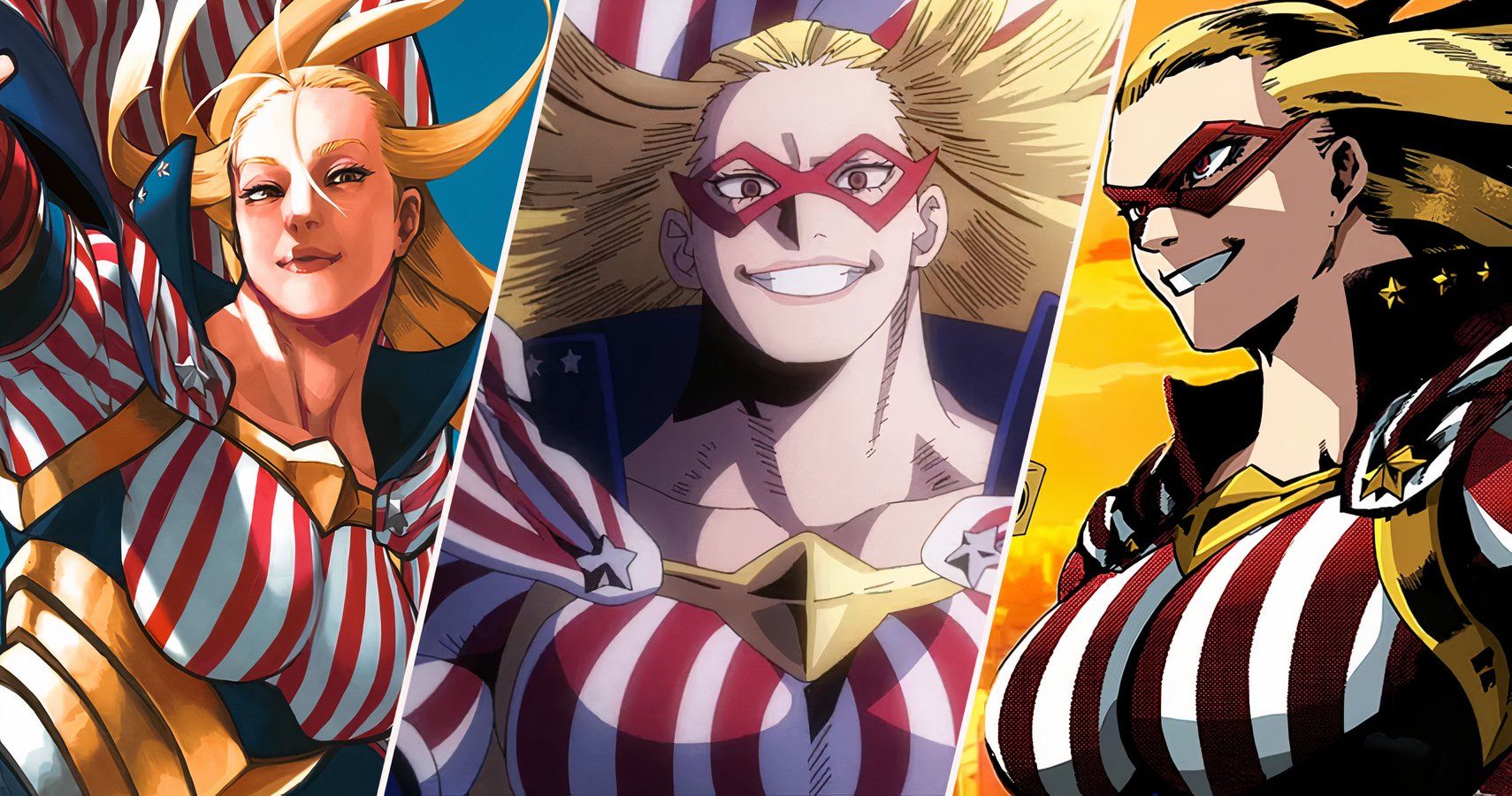 Uma colagem de Star and Stripe de My Hero Academia