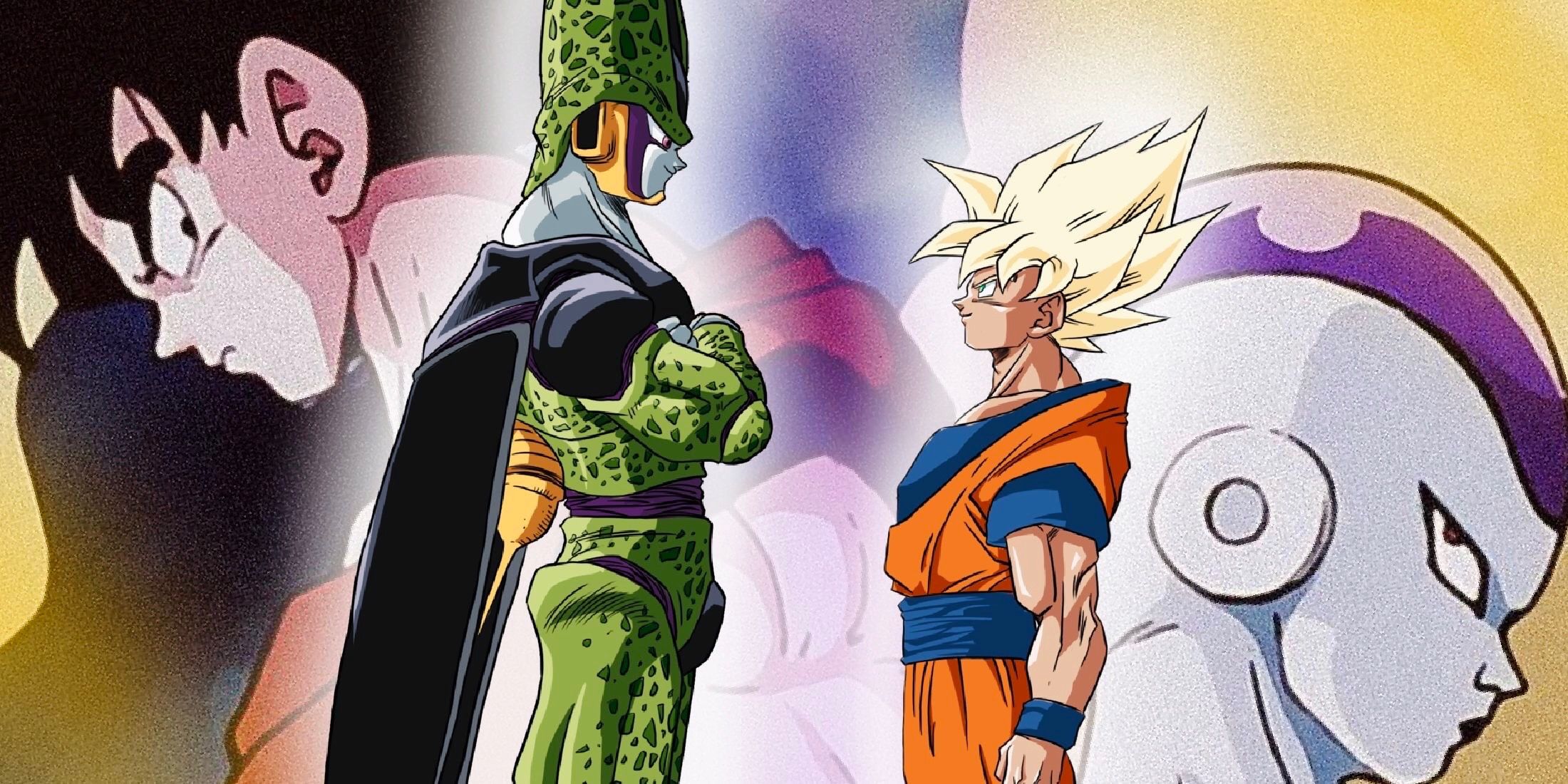 Goku encara Cell e Freeza em Dragon Ball Z